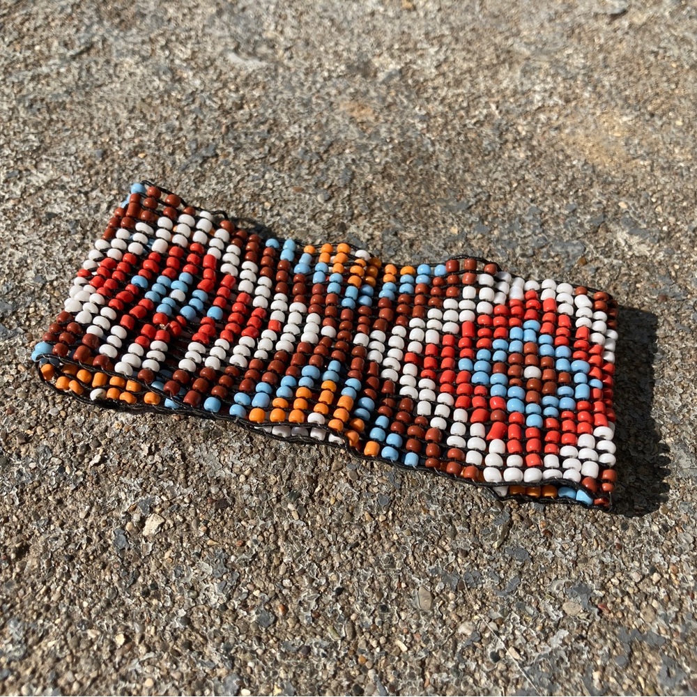 Handmade Seed Bead Stretch Bracelet Native American Indigenous Chickasaw Nation